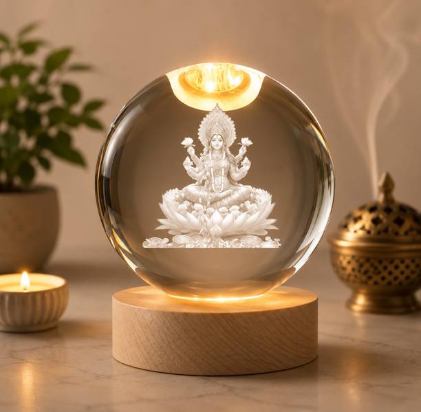 Shree shyam store 3D Crystal Ball Lakshmi Ji LED Night